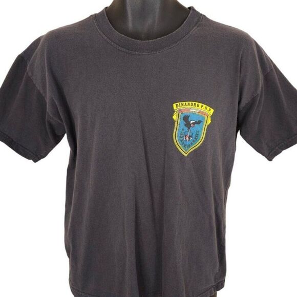 Vintage Dinandro PNP T Shirt Mens Size Large Black National Police Of Peru - Picture 1 of 5